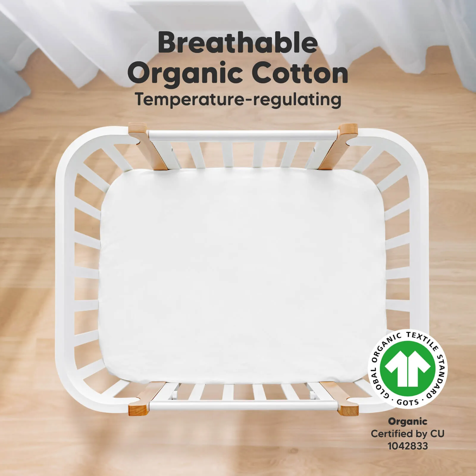 Soothe Fitted Mini Crib Sheet (Soft White)