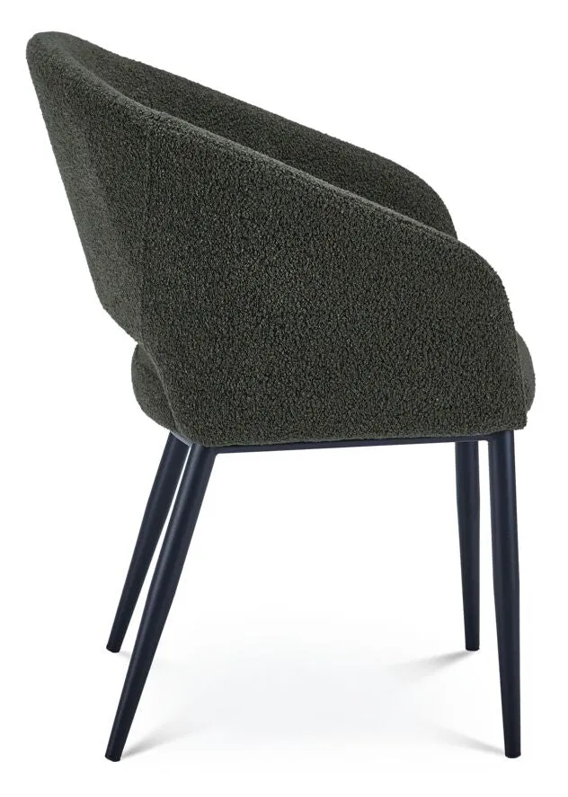 Soraya Boucle Dining Armchair - Green