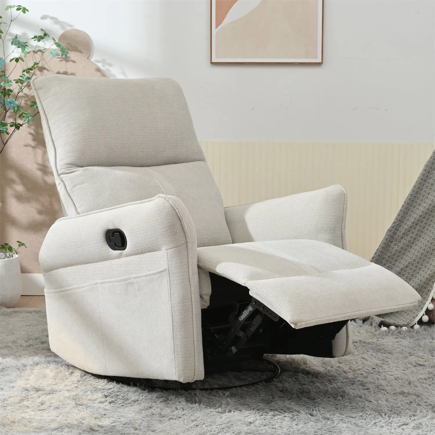 Streamdale 360 Swivel Rocker Recliner Chair - Gray Fabric