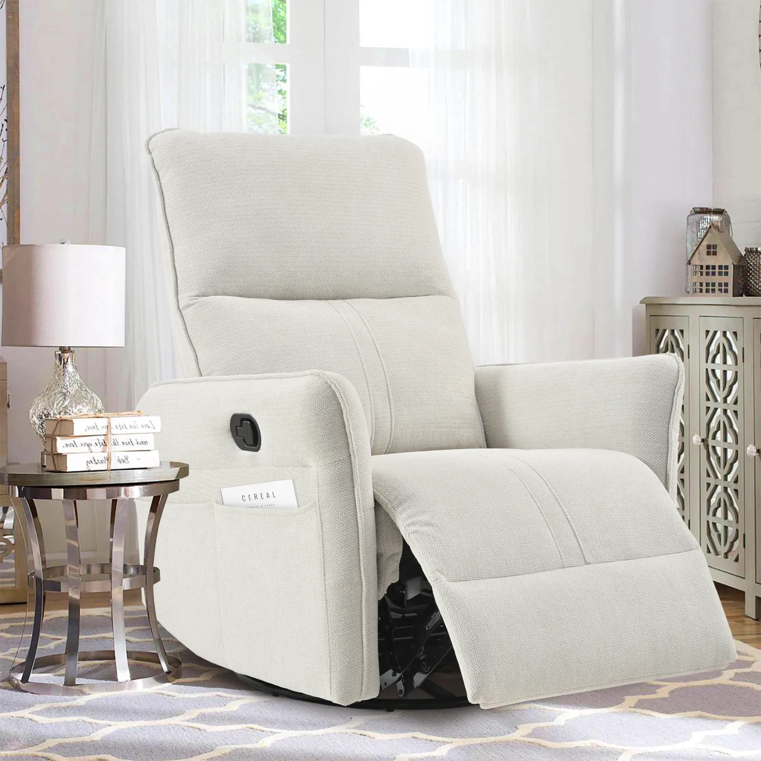 Streamdale 360 Swivel Rocker Recliner Chair - Gray Fabric