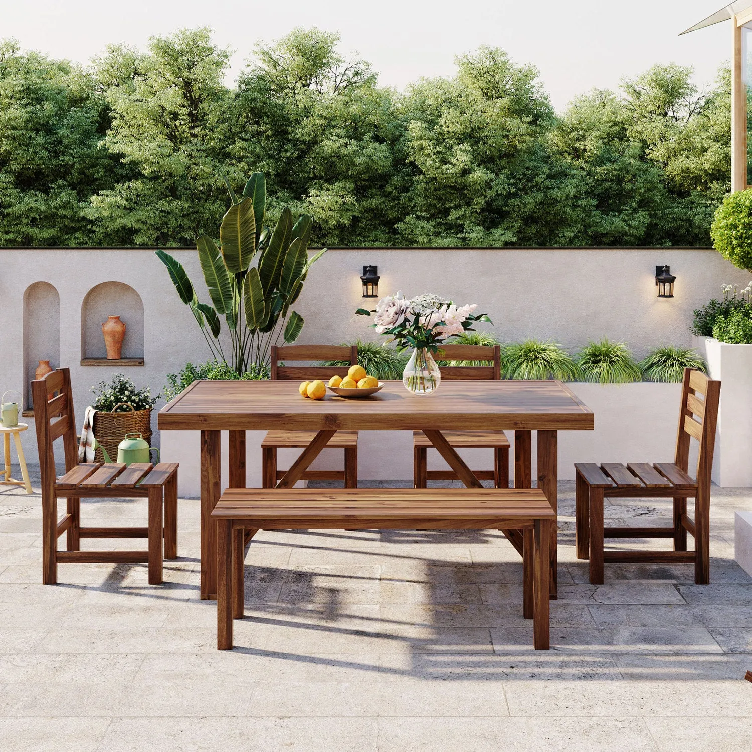 Streamdale Acacia Wood Outdoor Table & Chair Set - Patio/Balcony