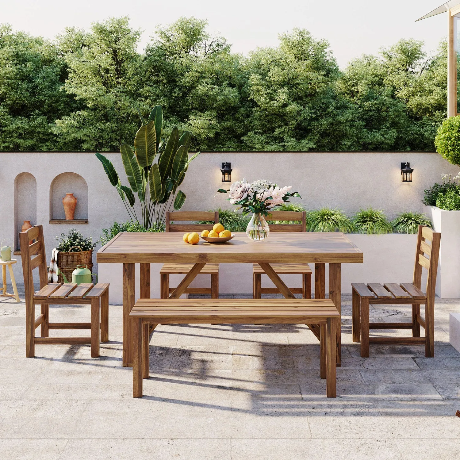 Streamdale Acacia Wood Outdoor Table & Chair Set - Patio/Balcony
