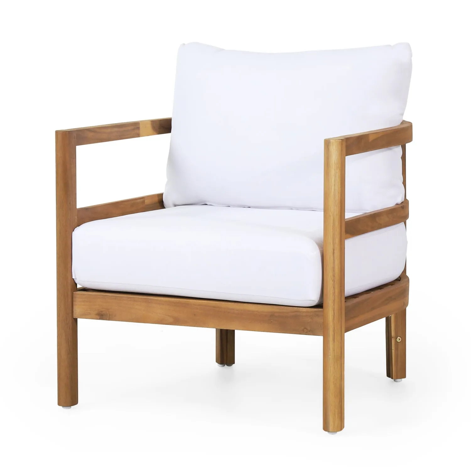 Streamdale Acacia Wood Patio Club Chairs (Set of 2) - Light Teak, White