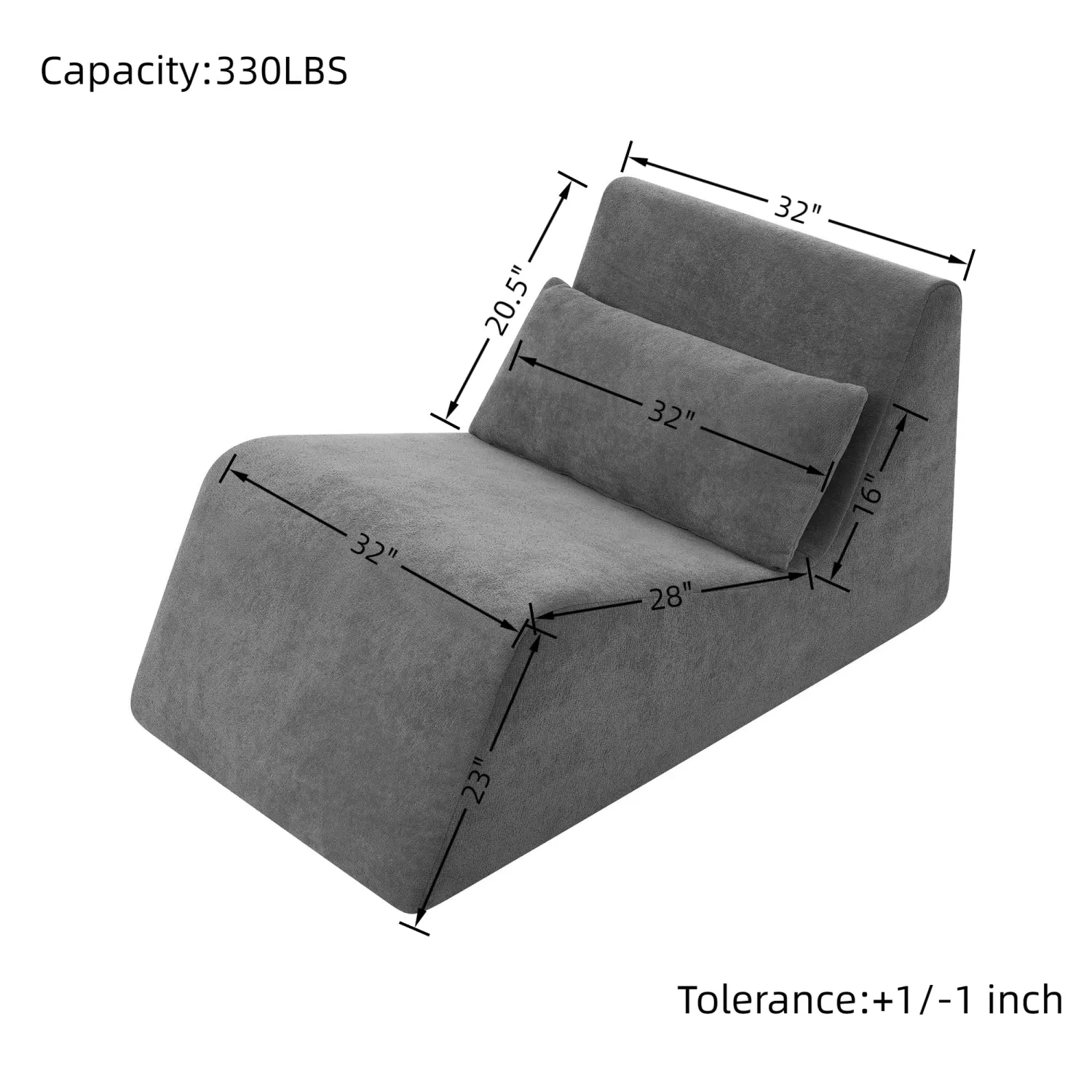 Streamdale Bean Bag Chair, Memory Foam Lounge - Grey