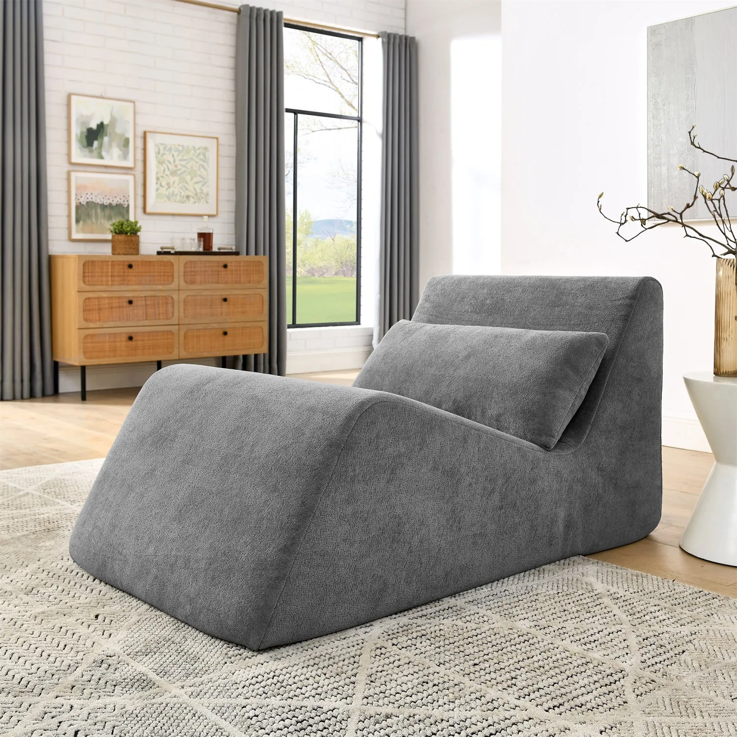 Streamdale Bean Bag Chair, Memory Foam Lounge - Grey