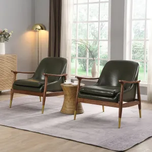 Streamdale Faux Leather Accent Chairs - Mid-Century Style