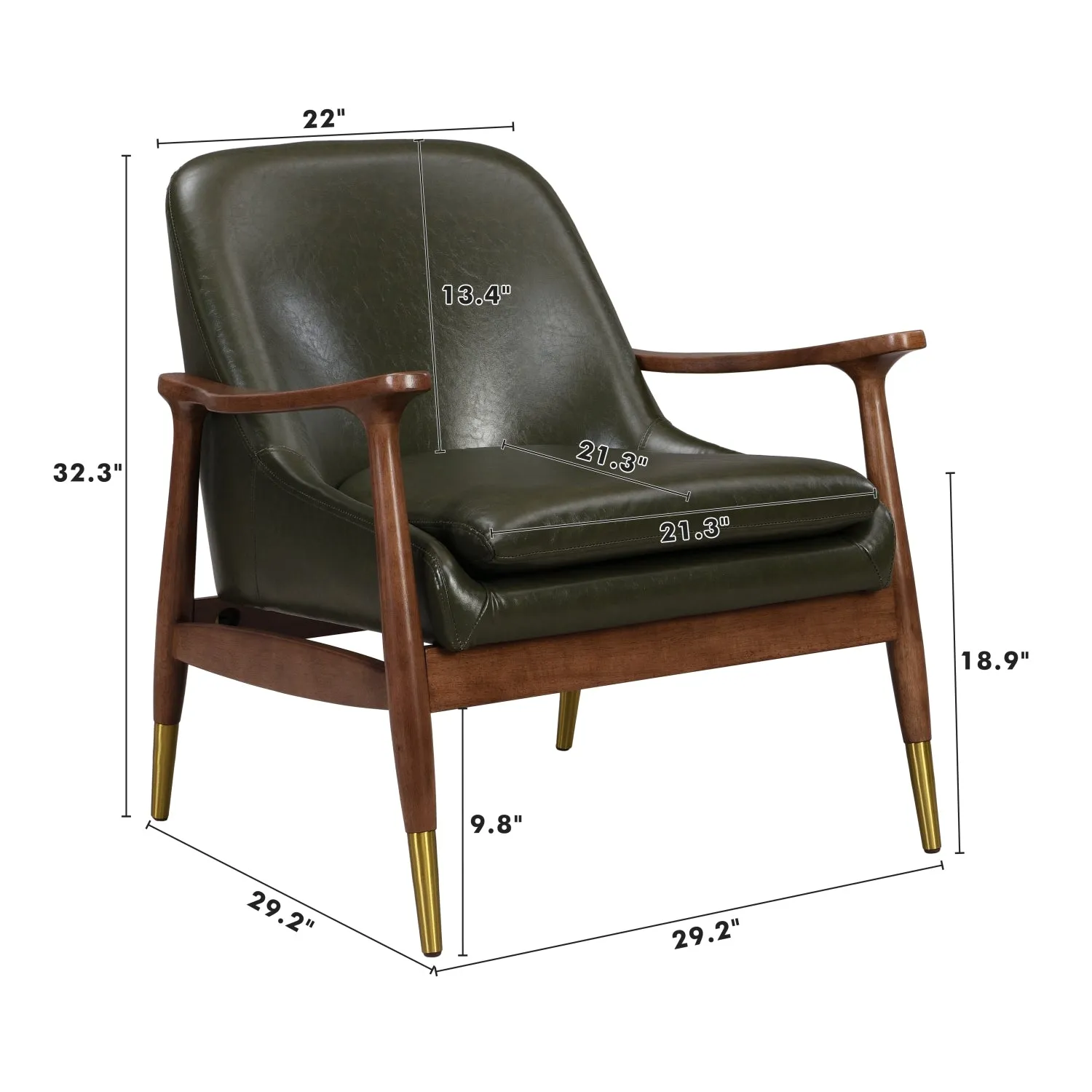 Streamdale Faux Leather Accent Chairs - Mid-Century Style