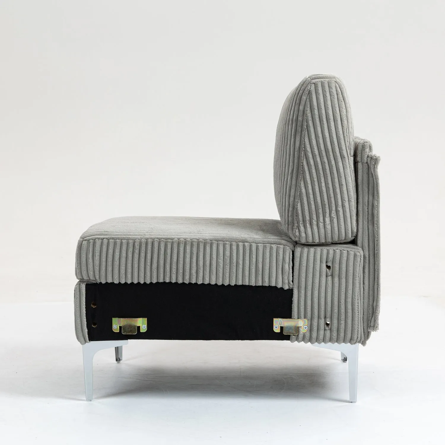 Streamdale Gray Corduroy Modular Armless Seat