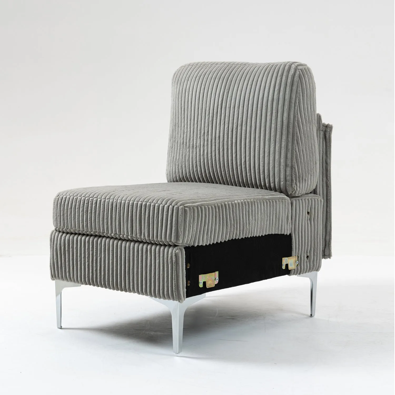 Streamdale Gray Corduroy Modular Armless Seat
