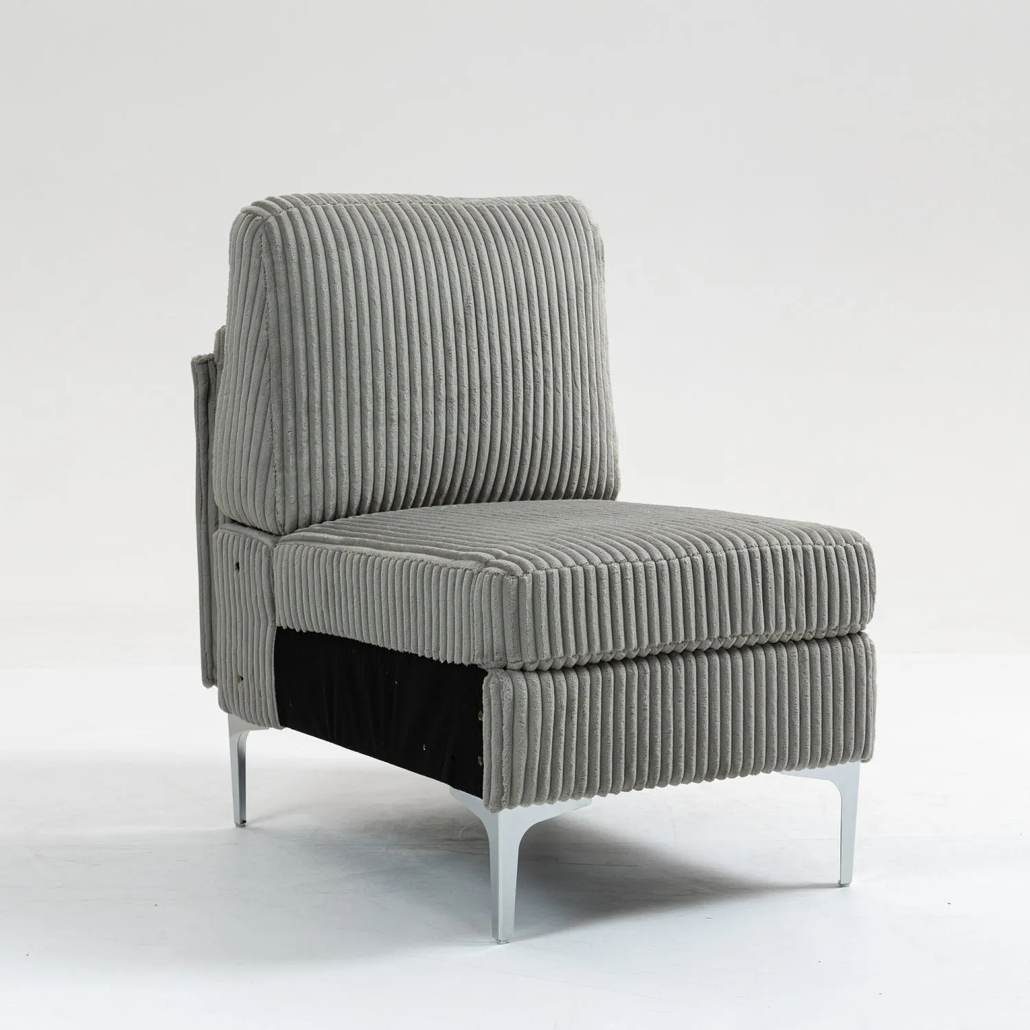 Streamdale Gray Corduroy Modular Armless Seat