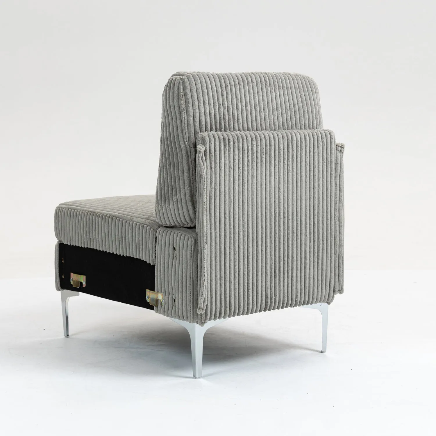 Streamdale Gray Corduroy Modular Armless Seat