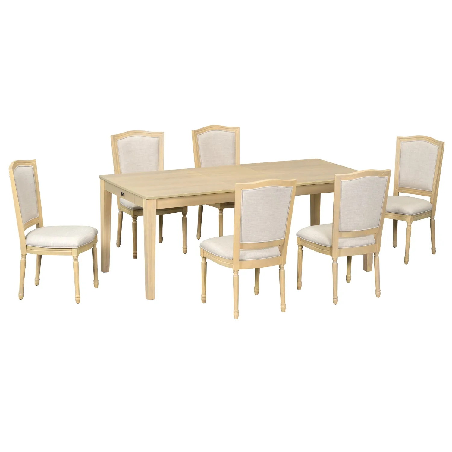 Streamdale Rustic Extendable Dining Set: Table, 6 Chairs, Drawers