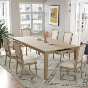 Streamdale Rustic Extendable Dining Set: Table, 6 Chairs, Drawers