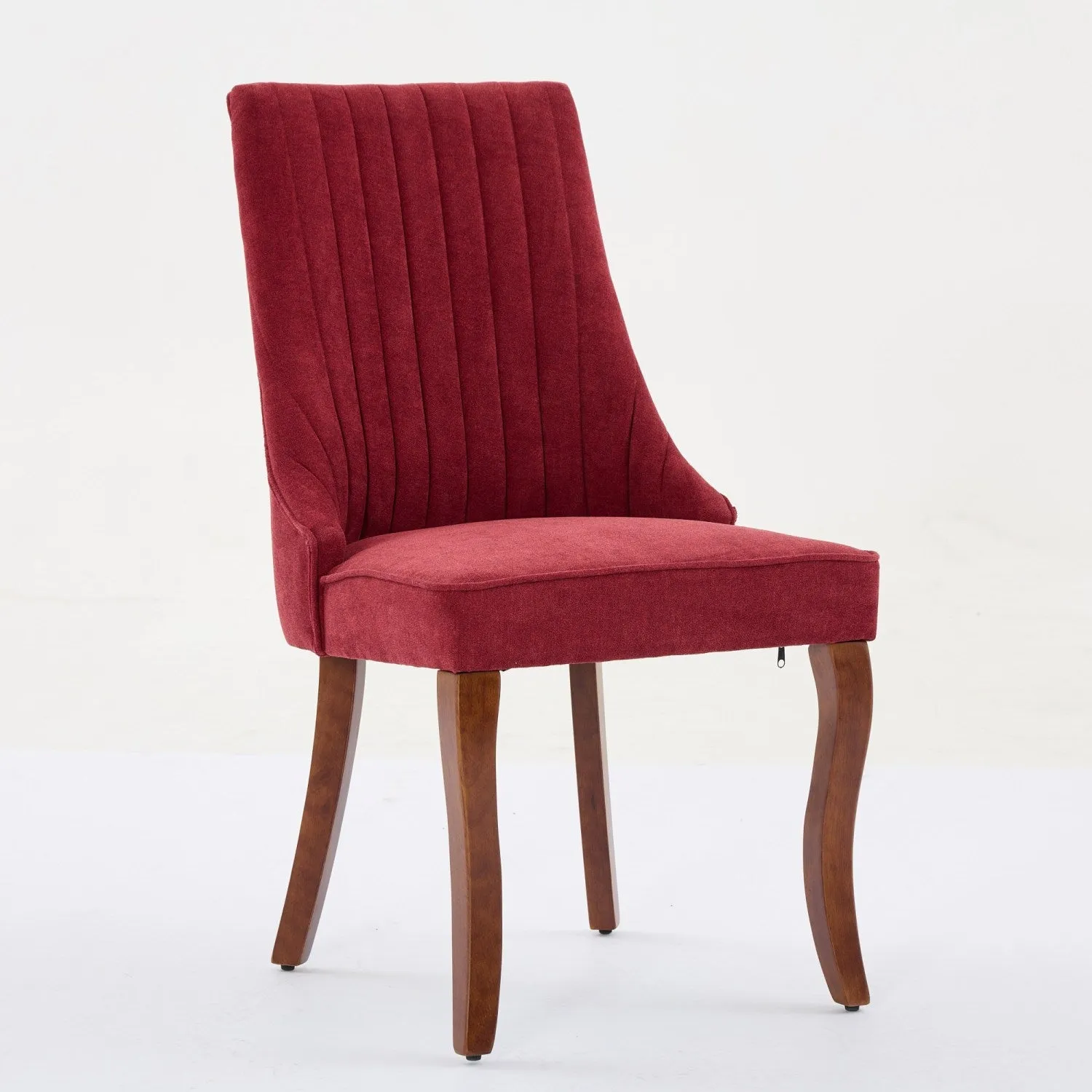 Streamdale Wine Red Flocked Linen Dining Chairs, Set of 2