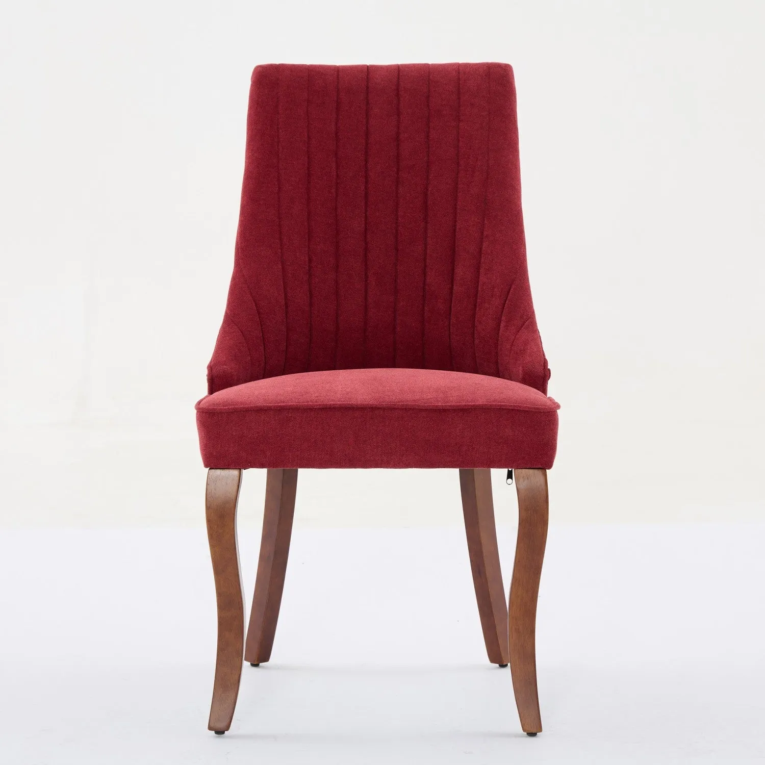 Streamdale Wine Red Flocked Linen Dining Chairs, Set of 2