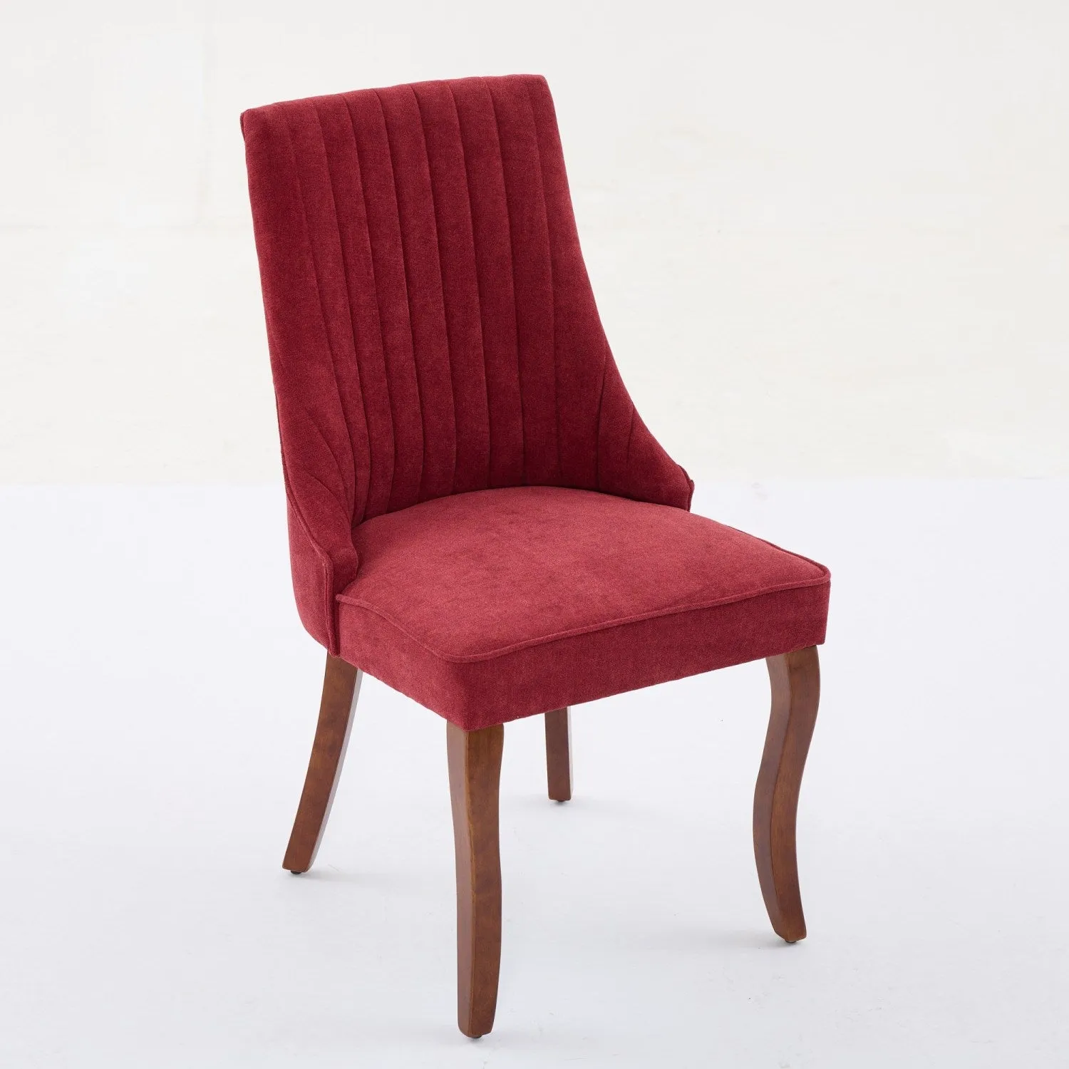 Streamdale Wine Red Flocked Linen Dining Chairs, Set of 2