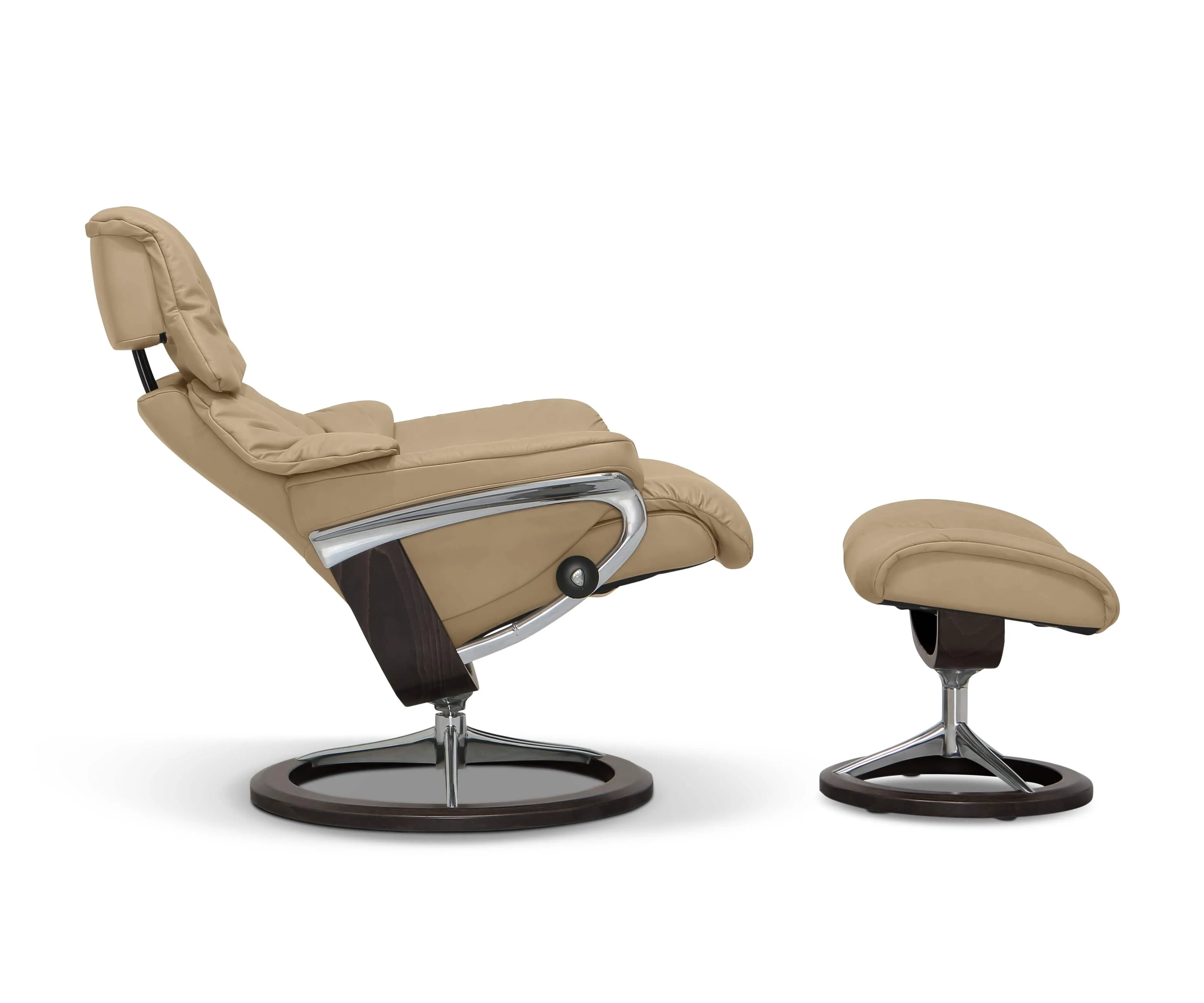 Stressless® Reno Recliner & Ottoman with Signature Base - Sand