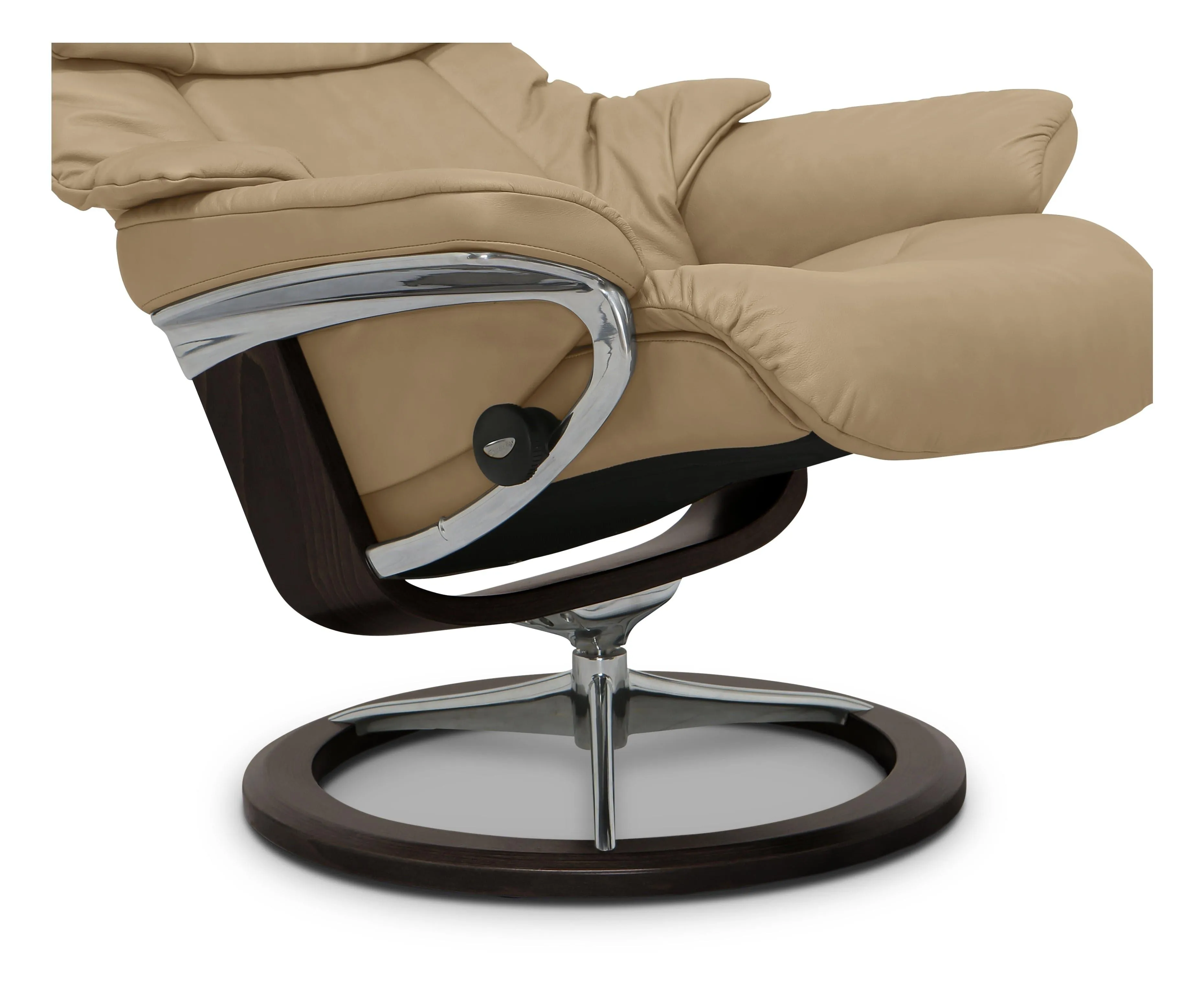 Stressless® Reno Recliner & Ottoman with Signature Base - Sand