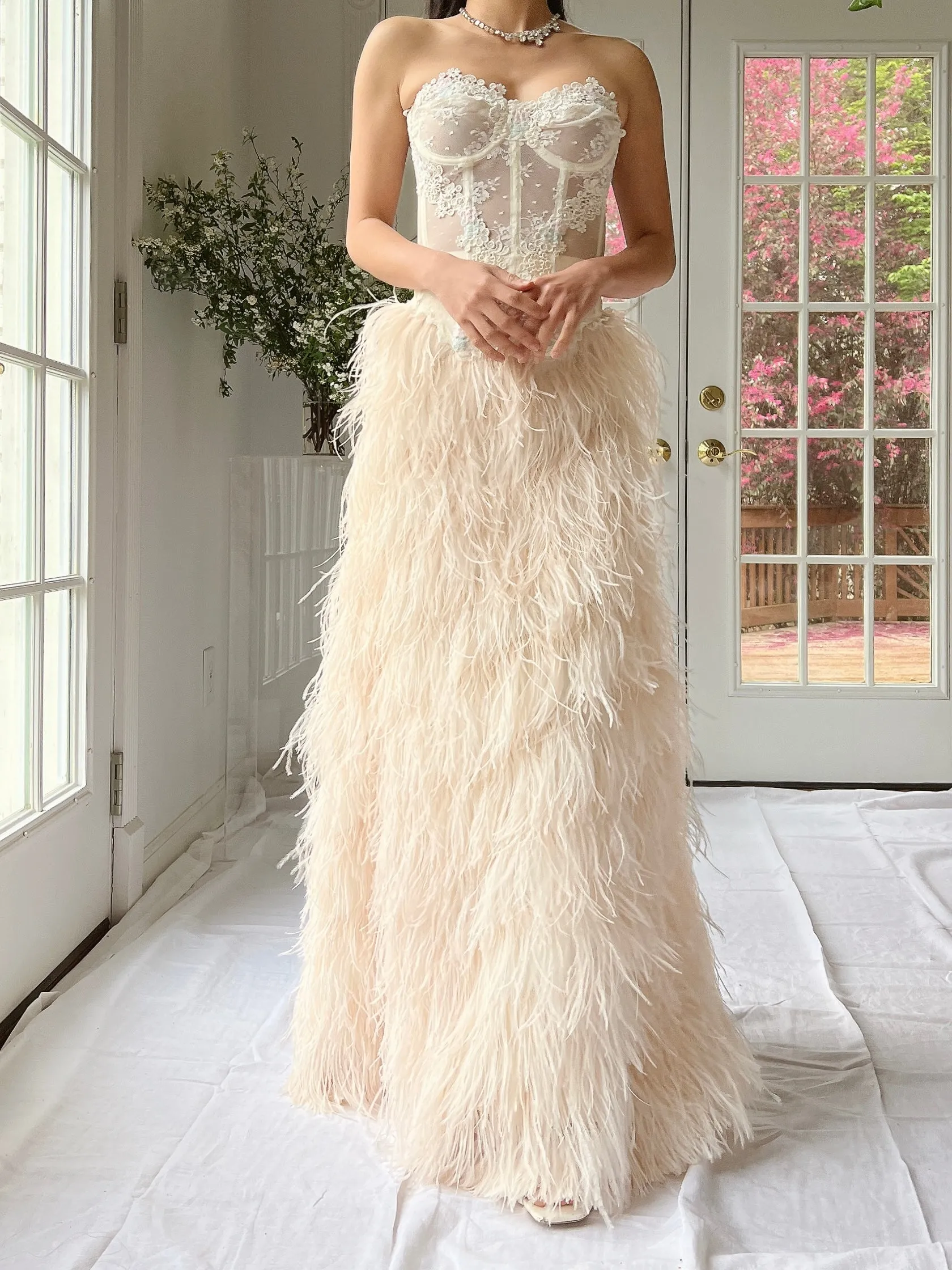 Vintage Almond Feather Skirt - S/M