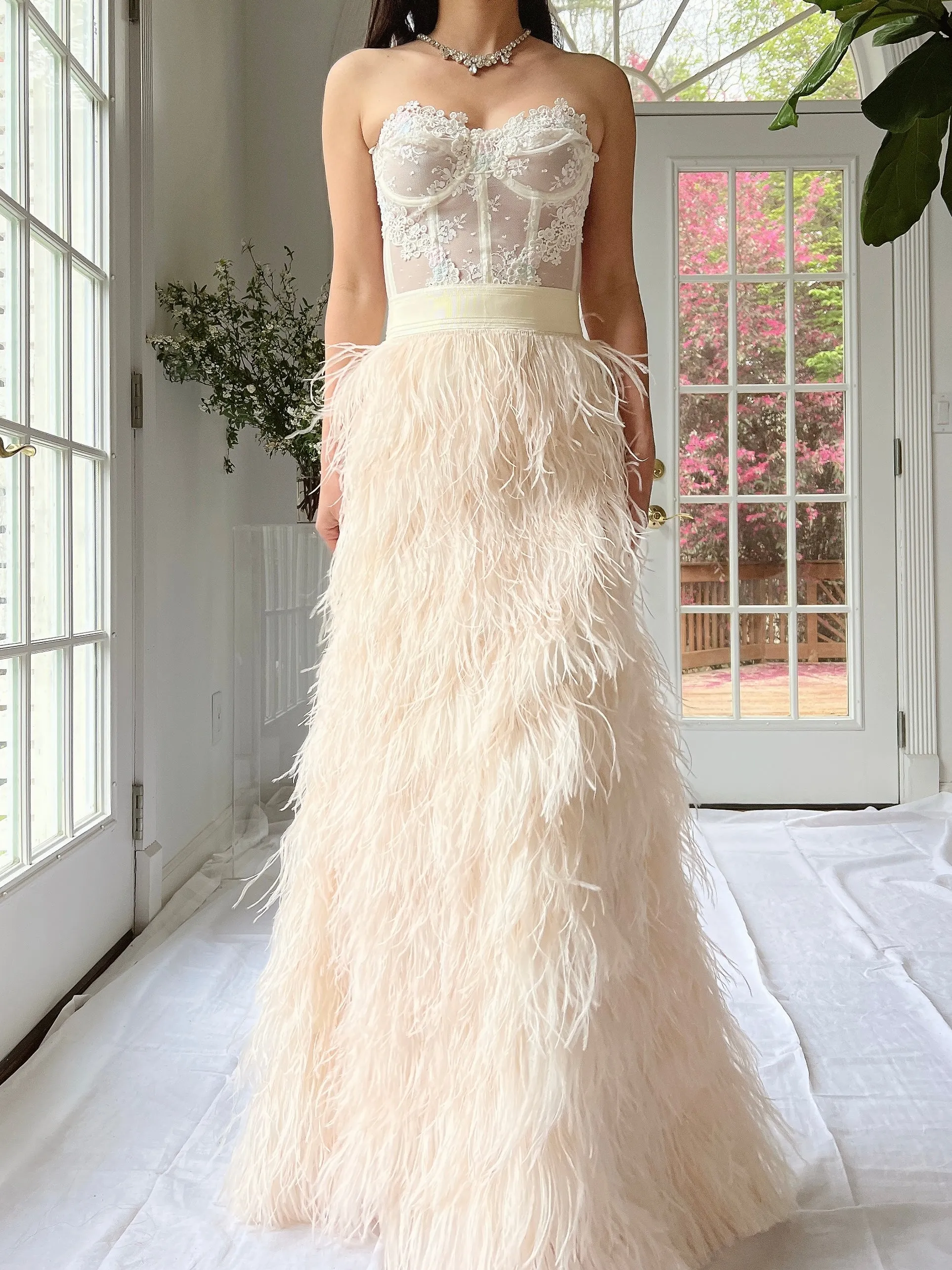 Vintage Almond Feather Skirt - S/M