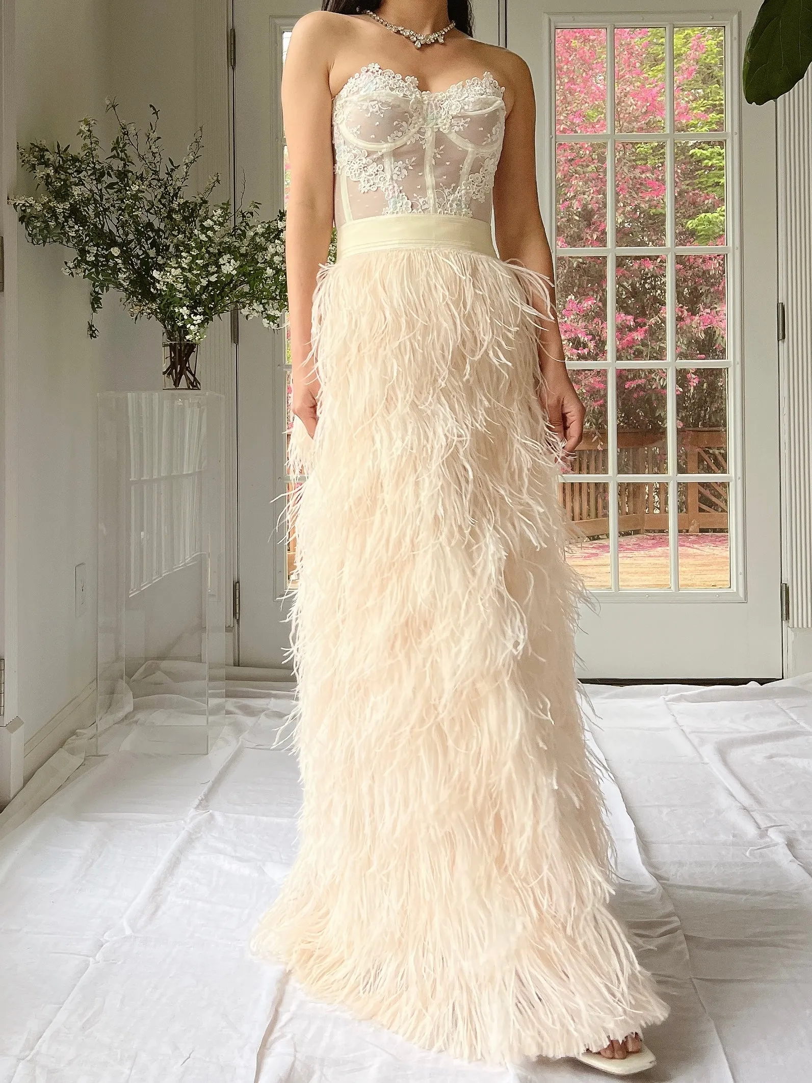 Vintage Almond Feather Skirt - S/M