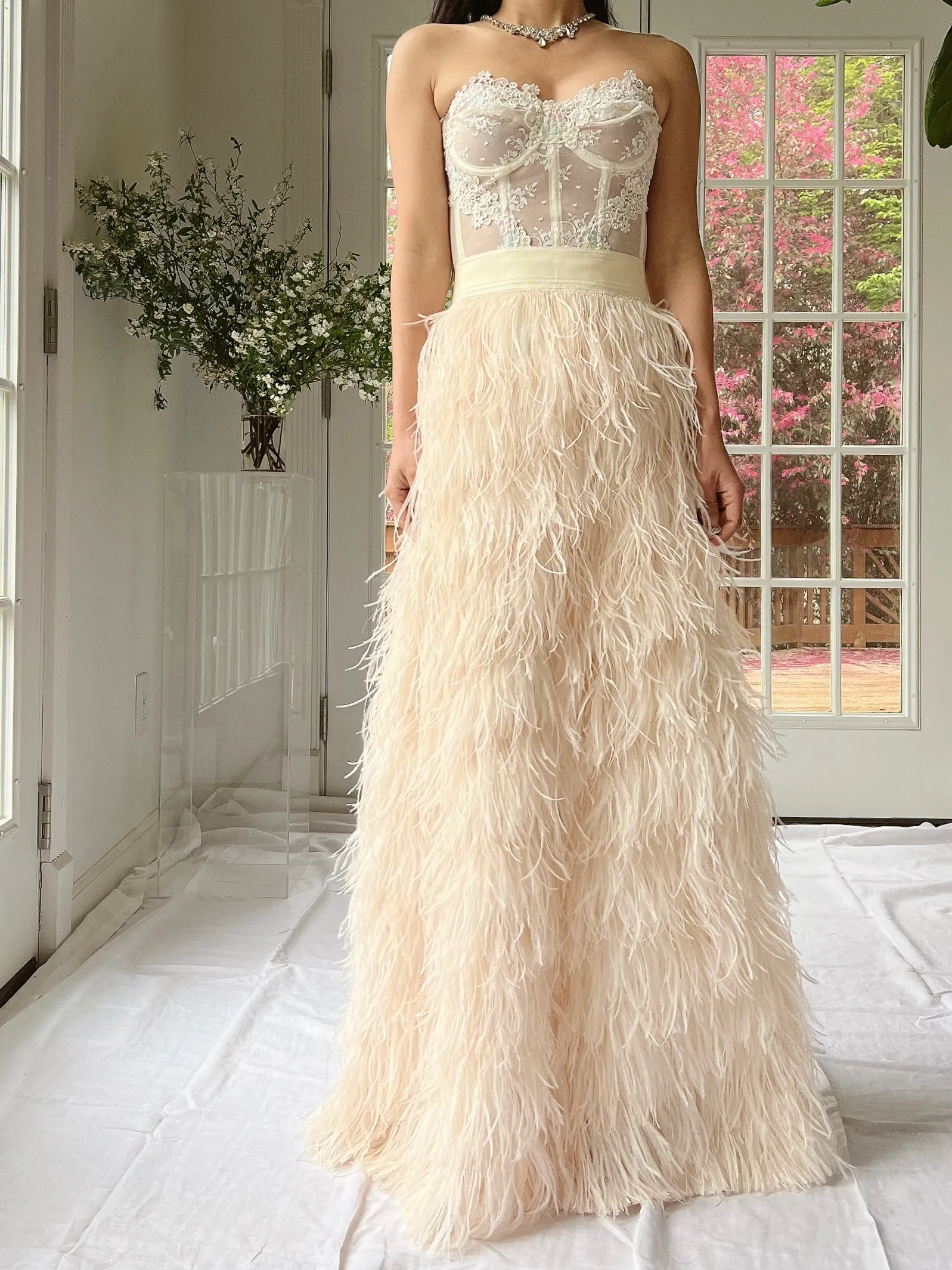Vintage Almond Feather Skirt - S/M