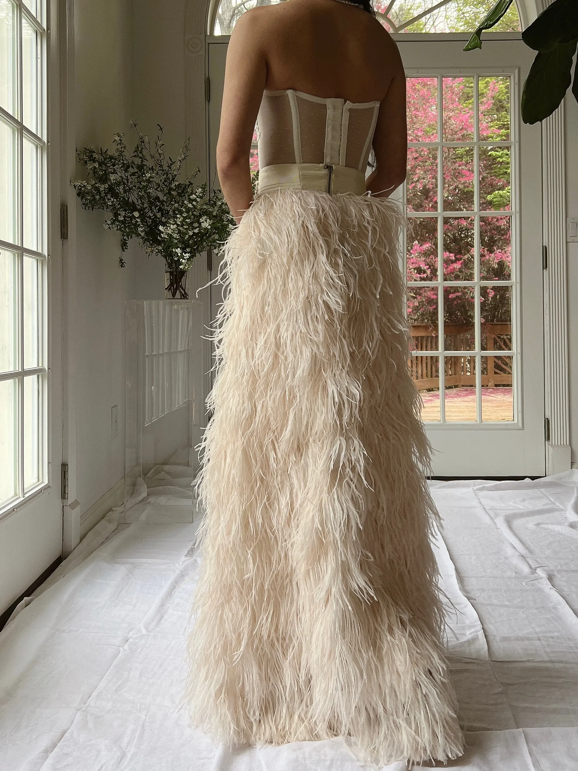 Vintage Almond Feather Skirt - S/M