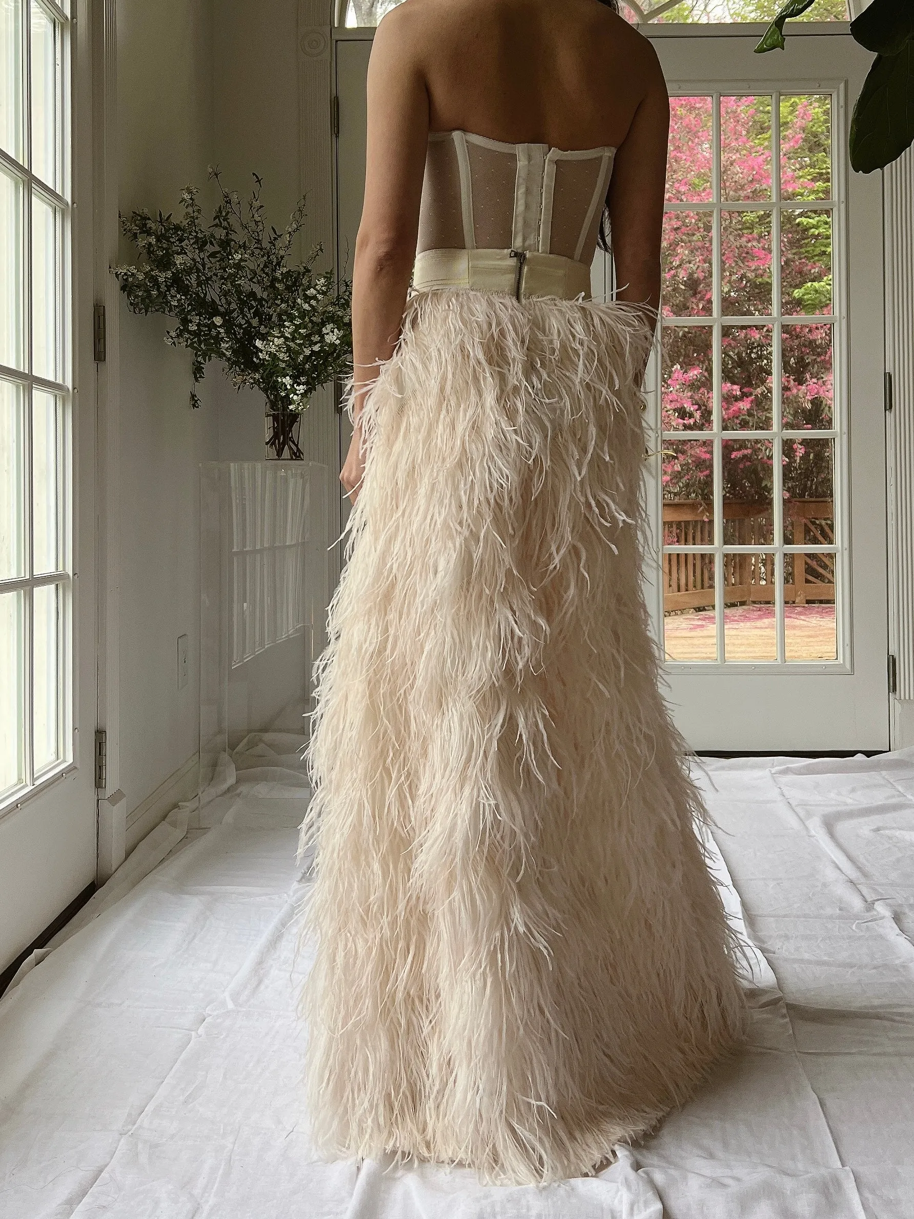 Vintage Almond Feather Skirt - S/M