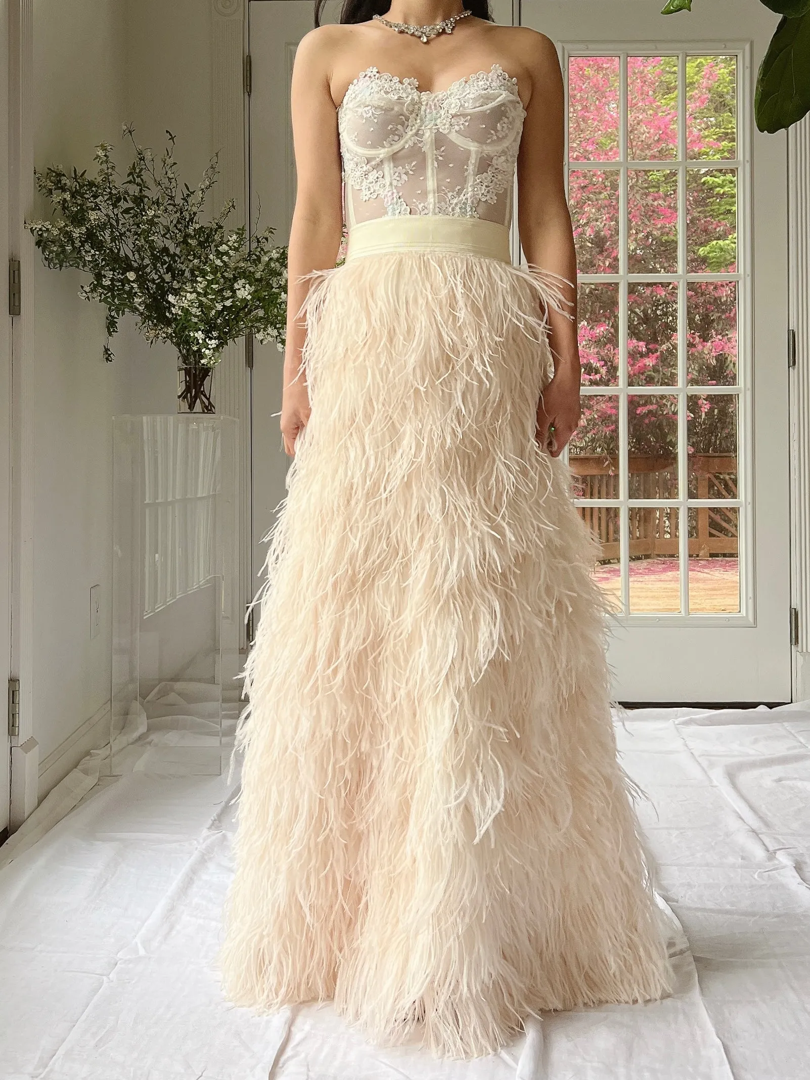 Vintage Almond Feather Skirt - S/M