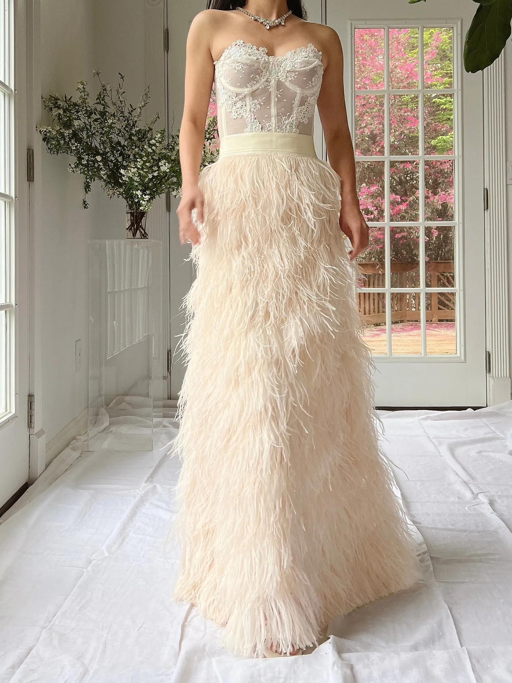 Vintage Almond Feather Skirt - S/M