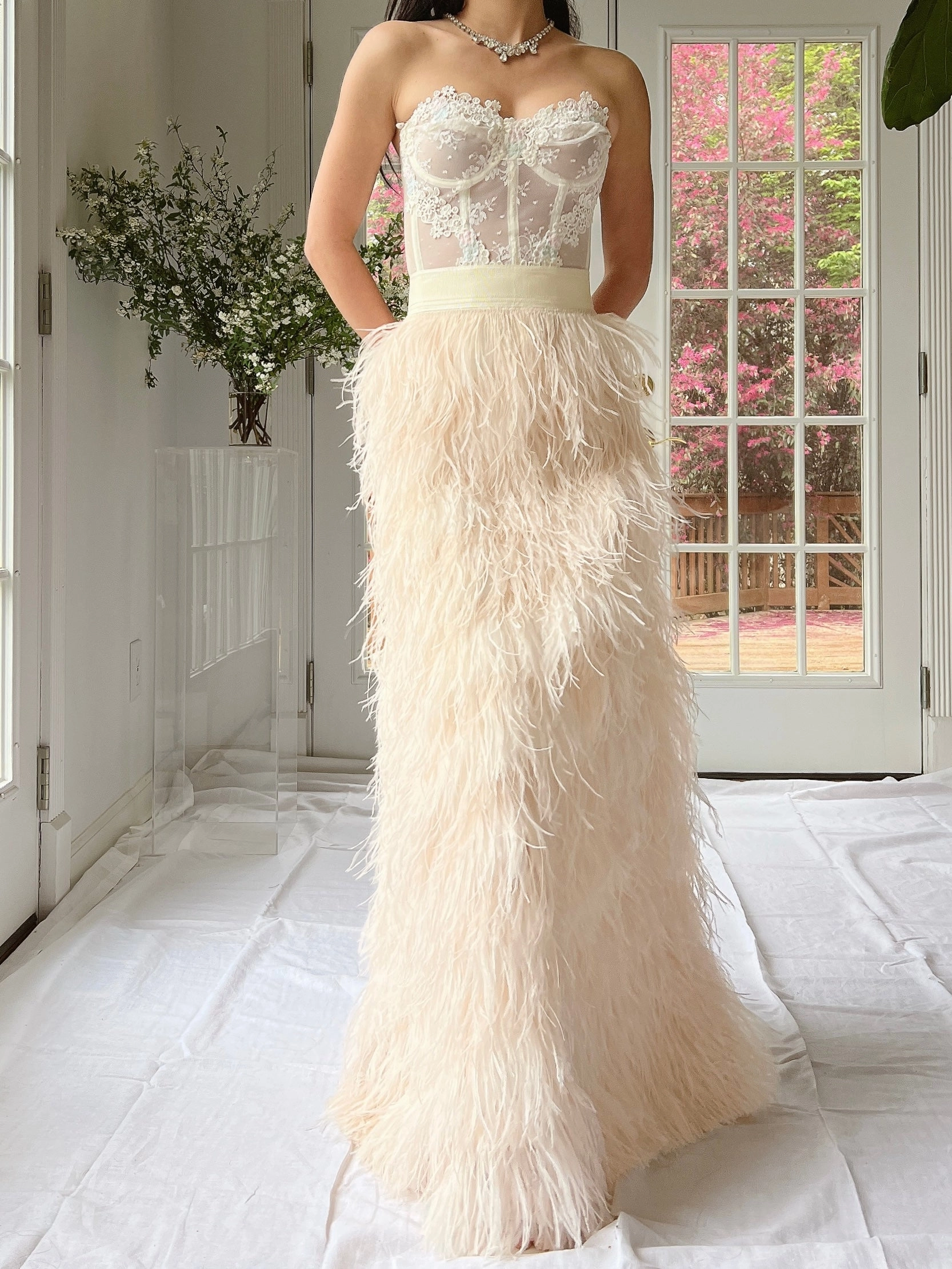 Vintage Almond Feather Skirt - S/M