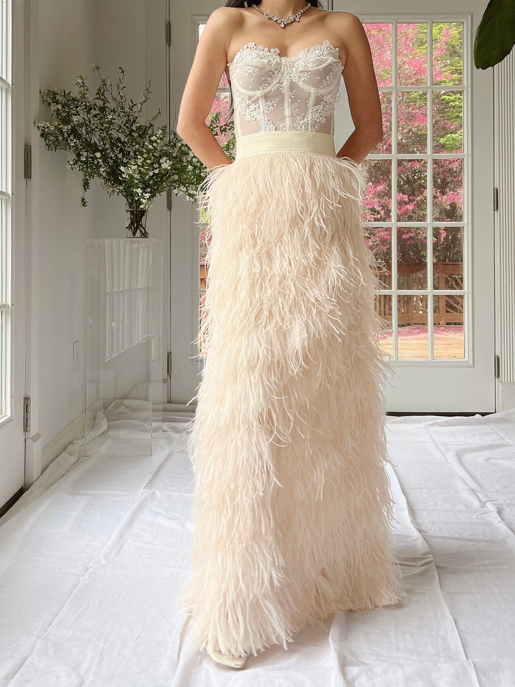 Vintage Almond Feather Skirt - S/M
