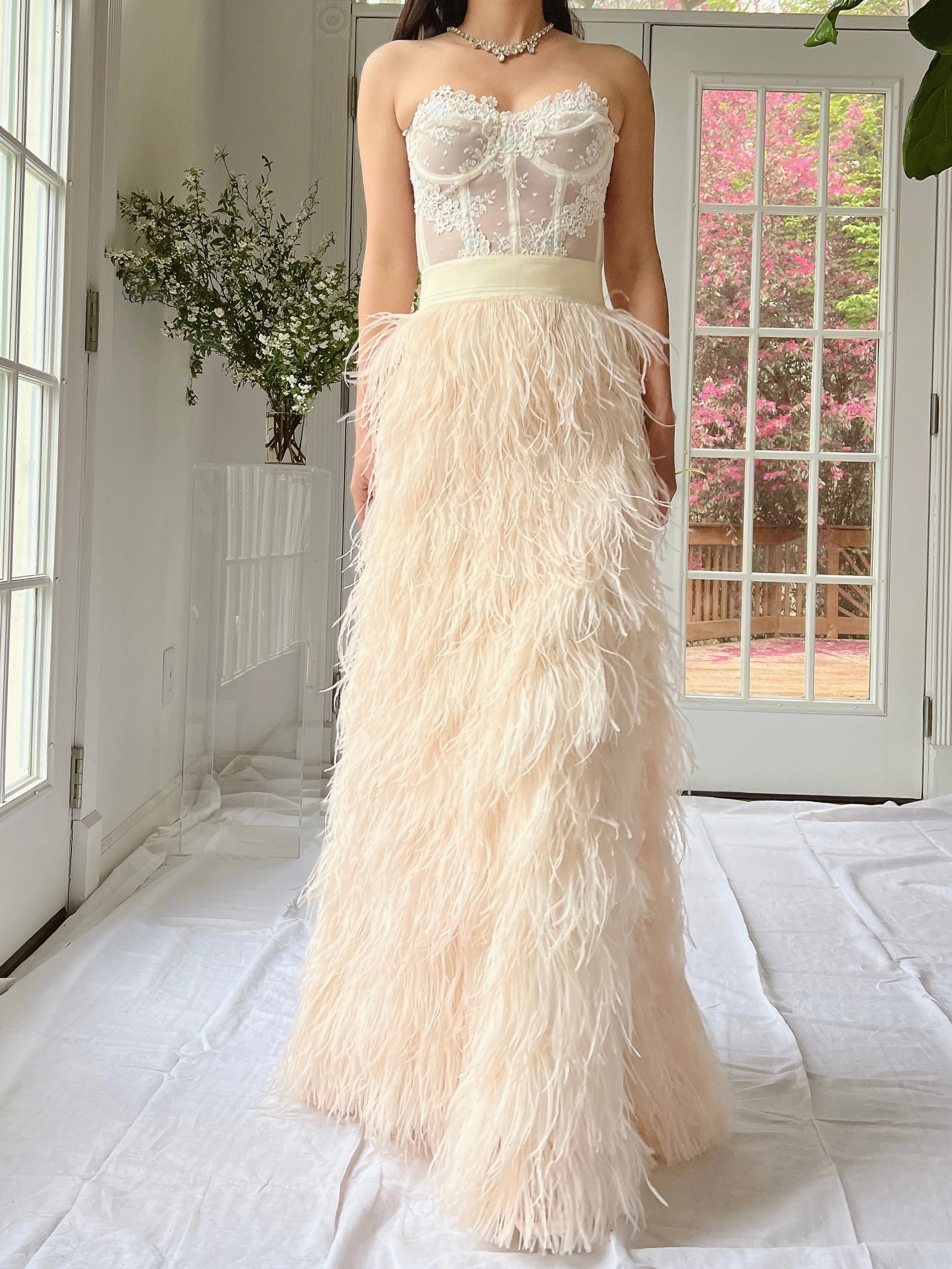 Vintage Almond Feather Skirt - S/M