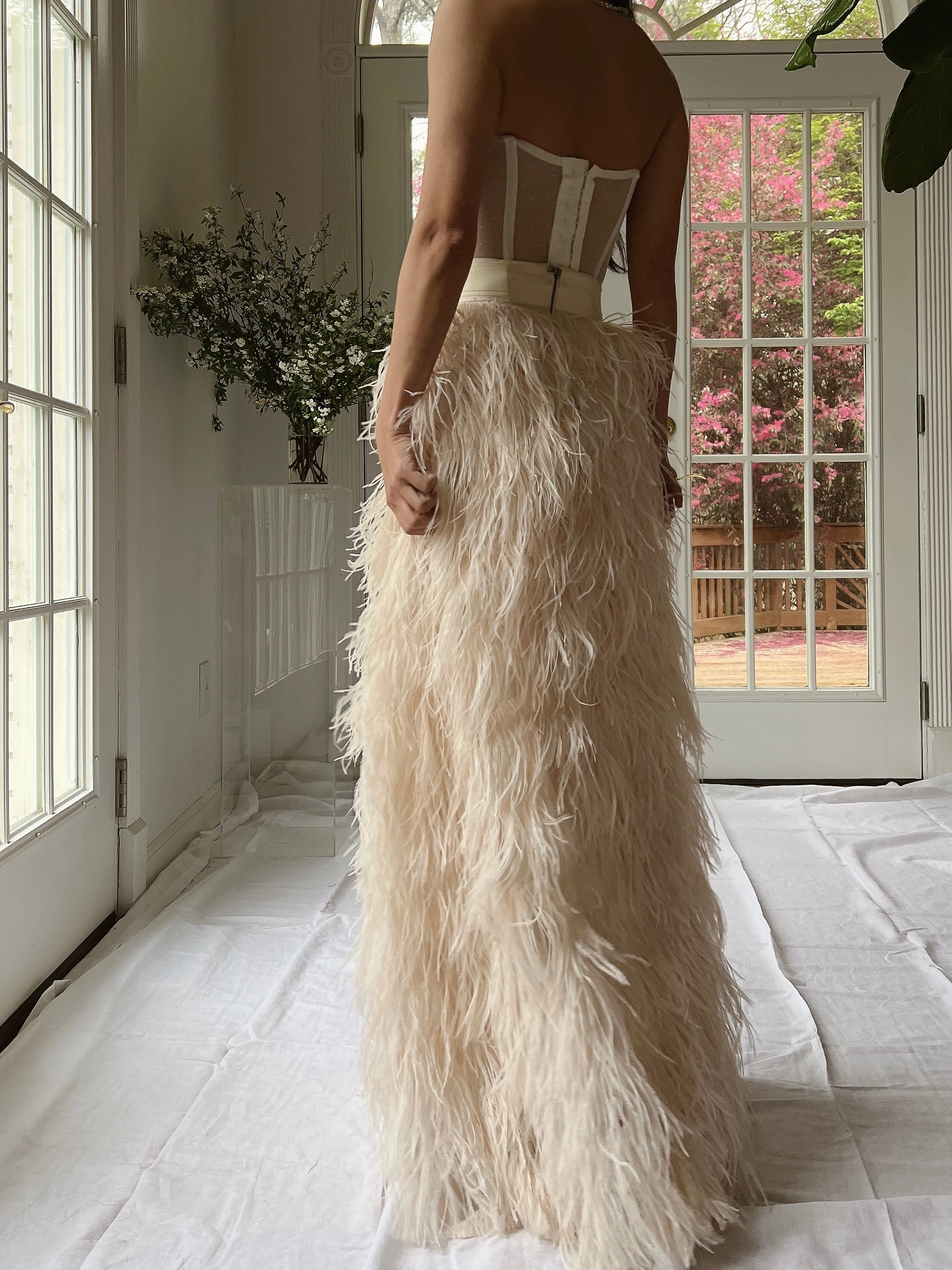 Vintage Almond Feather Skirt - S/M