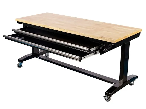 Workbench Height Adjustable 2 Drawer 157 x 61cm